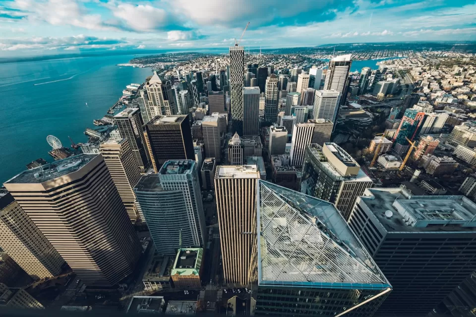 Aerial view of downtown Seattle, Washington.